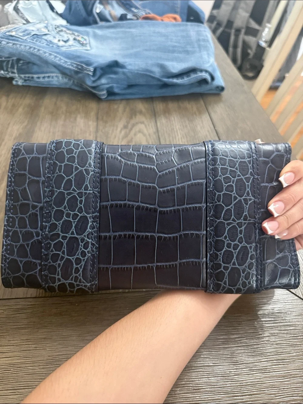 Brand new navy blue Michael Kors leather hand bag
